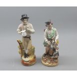 Two Staffordshire figures: Farm labourer and Gamekeeper, 8" and 7 1/2" high (2)
