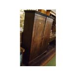 19th century and later mahogany two door wardrobe, raised on bracket feet, 52" wide