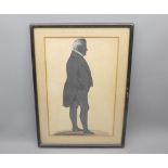 19TH CENTURY, SILHOUETTE, Full length profile of a gent, 11" x 7"