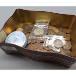 Vintage tin: various mainly pre-decimal coinage