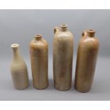 Collection of three various European stoneware liquor vessels (two with handles) and one other (4)