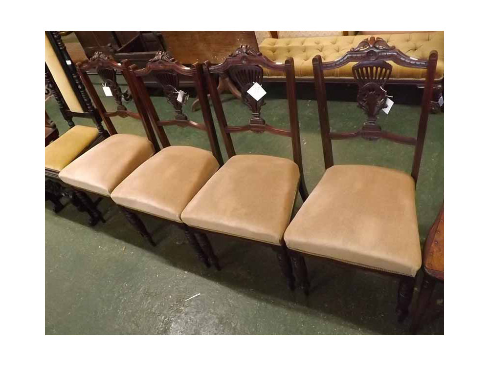 Set of four late 19th century dining chairs