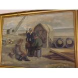 VICTOR H HAWTHORN, SIGNED VERSO, oil on board, "Worthing Beach", 15" x 21 1/2"