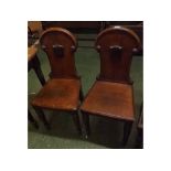 Pair of 19th century oak shield-back hall chairs