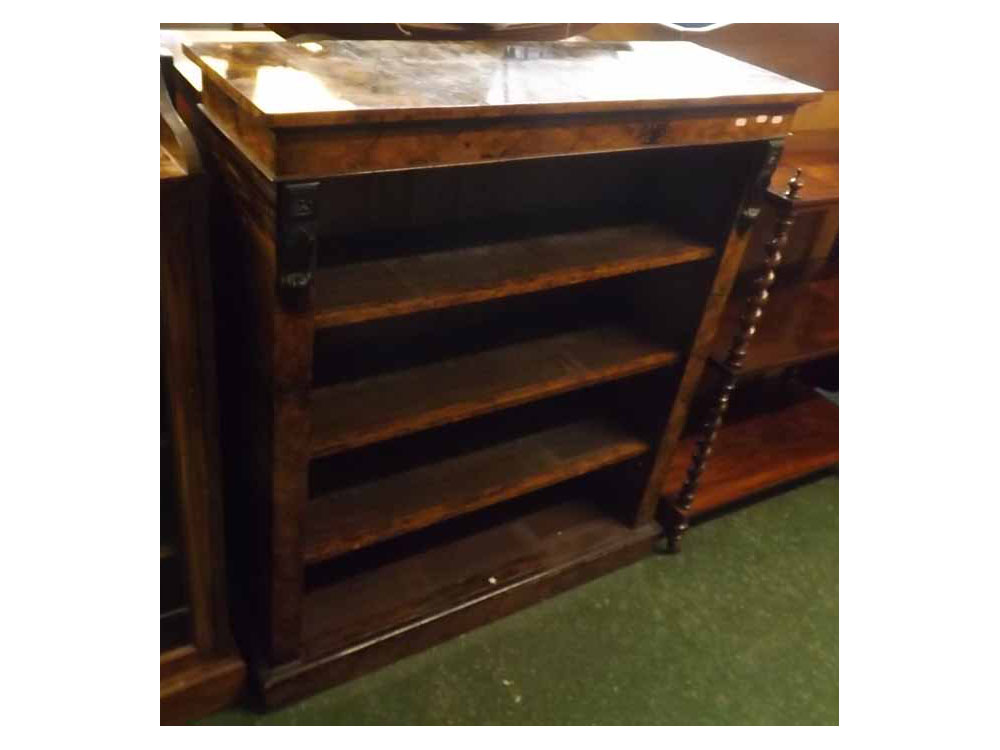 Victorian walnut and simulated rosewood bookcase (A/F), 42" wide