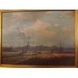 MARCUS FORD, SIGNED, oil on board, Country landscape with horse ploughing, 19" x 26"