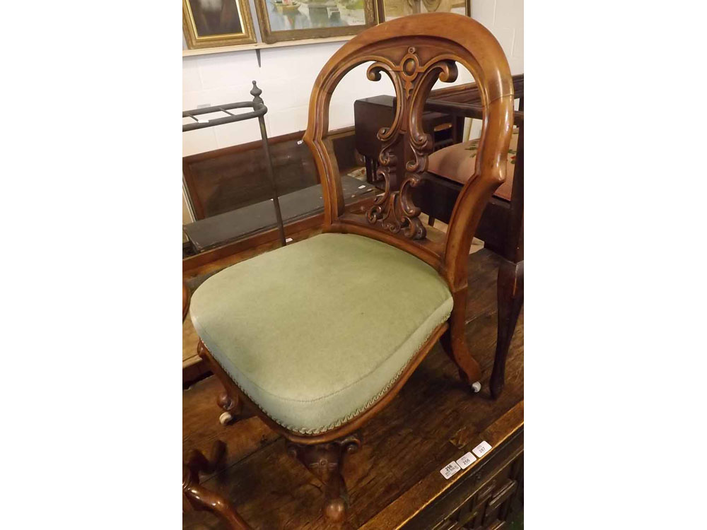 Victorian mahogany small nursing chair, with arched back