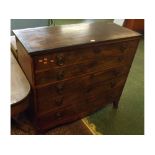 Early 19th century mahogany five drawer chest, 46" wide