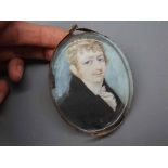 19TH CENTURY ENGLISH SCHOOL, Portrait Miniature, Head and shoulders portrait of a gent, 3" x 2 1/