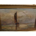 WILLIAM MARJORAM, SIGNED, oil on board, Fishing fleet at sea, 9" x 15"