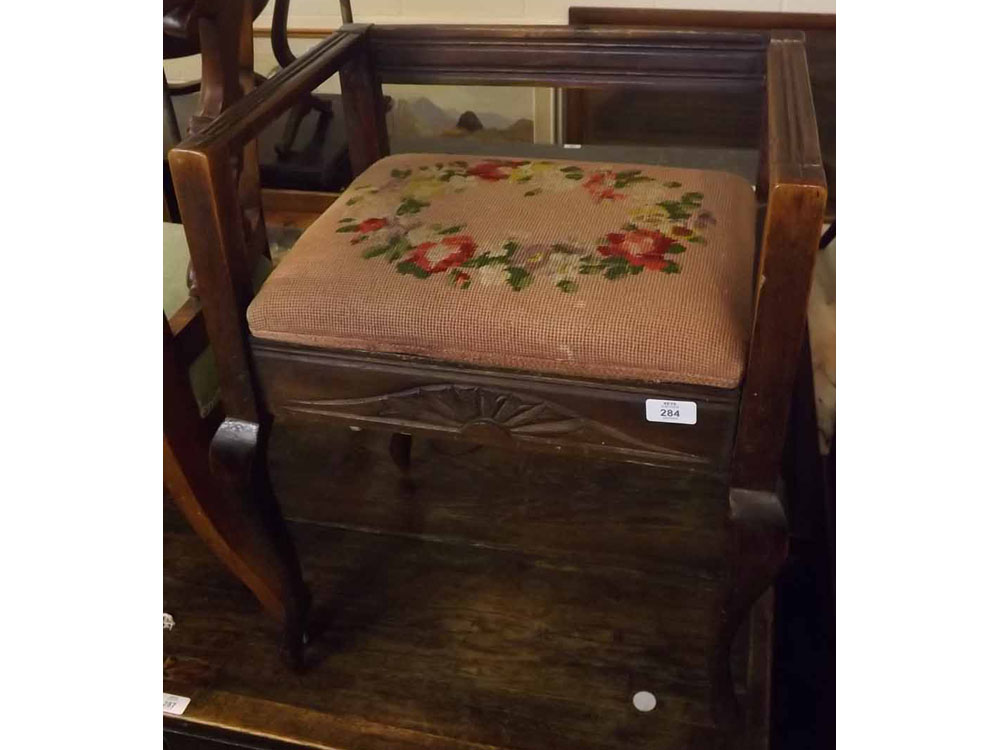 Late 19th century stained wood piano stool, 19" wide