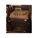 Late 19th century stained wood piano stool, 19" wide