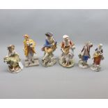 Collection of six various European figures, including one Sitzendorf, various sizes