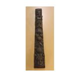 Carved oak wall decoration, decorated with figure, fruits, flowers etc, 27" long