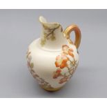 Small Worcester squat jug decorated with gilt highlighted floral sprays, 5" high