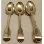 Mixed Lot: four Fiddle pattern dessert spoons, together with two further examples crested the