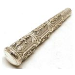 20th century Far Eastern parasol handle of tapering cylindrical form and decorated throughout with