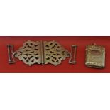 Mixed Lot: electroplated two-part nurse's buckle of typical form with pierced foliate detail,