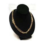 Victorian 9ct gold triple fancy guard chain, each chain with a double-box and ball link, 24.9gms