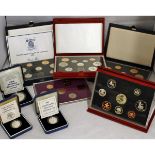 Box UK modern cased proof coins, year sets, uncirculated packs etc