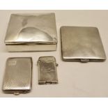 Mixed Lot: table cigarette box, further cigarette case, matchbox cover and silver-cased petrol