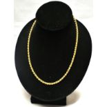 Modern 9ct gold rope-twist necklace, 46cm long approx, 5.4gms in weight
