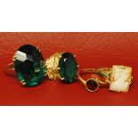 Mixed Lot: four 9ct gold dress rings, gem set, 13.7gms gross weight