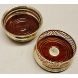 Mixed Lot: two various Elizabeth II bottle coasters, each of circular form with ring turned wooden