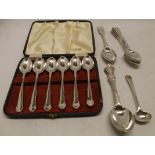 Mixed Lot: six William IV Fiddle pattern teaspoons, together with a further cased set of six