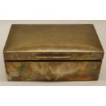 George V table cigarette box, of hinged rectangular form, with all over polished body to a cedar-