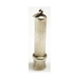 Late 19th/early 20th century silver cased cigar piercing tool, the polished cylindrical case with