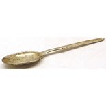 A combination marrow scoop/table spoon with rat-tail bowl and scratch initials (unmarked), length