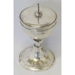 George VI Irish silver and electroplated lidded chalice, of ecclesiastical form, the electroplated