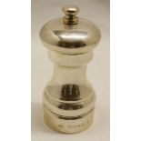 Mixed Lot: two various Elizabeth II pepper mills, each of typical waisted form, one of polished