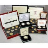 Box UK modern cased proof coins, year sets, uncirculated packs etc