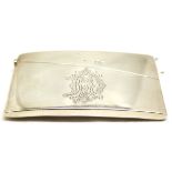 Late Victorian card case of hinged rectangular form and polished body with contemporary monogram,