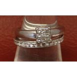 Mixed Lot: precious metal diamond ring with centre small panel design, made up of nine smaller