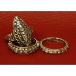 Mixed Lot: a yellow metal full eternity ring, stamped "9ct"; a precious metal full eternity ring,
