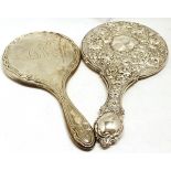 Mixed Lot: two various silver backed dressing table hand mirrors, various dates and makers (2)