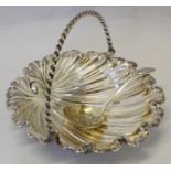 Mixed Lot: mid-20th century electroplated swing-handled table basket of shaped circular form and