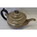 Early 20th century electroplated teapot, the hinged cover with fluted detail and egg and dart