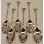 Six Victorian coffee spoons, London 1894, makers mark TB (6)
