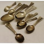 Mixed Lot: three various Old English pattern tablespoons, together with twenty-two various