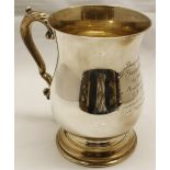 George VI pint mug, of typical baluster form with leaf-capped "C" scroll handle and raised on a