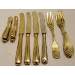 Mixed Lot: various gilt metal flatware and cutlery, marked Hall & Elton, L Posen etc (conditions