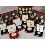 Box UK modern cased proof coins, year sets, uncirculated packs etc