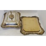 Mixed Lot: electroplated lidded serving dish of rectangular form with pull-off cover and