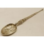 Edward VIII cast copy of the Anointing Spoon, with figural handle and chased bowl, length 9 1/2",