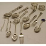 Mixed Lot: two various Victorian Kings pattern condiment spoons, together with various Christening
