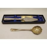 Mixed Lot: two various Elizabeth II serving pieces including a silver-handled cake knife and